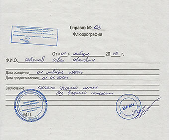 справка о прохождении флюорографии